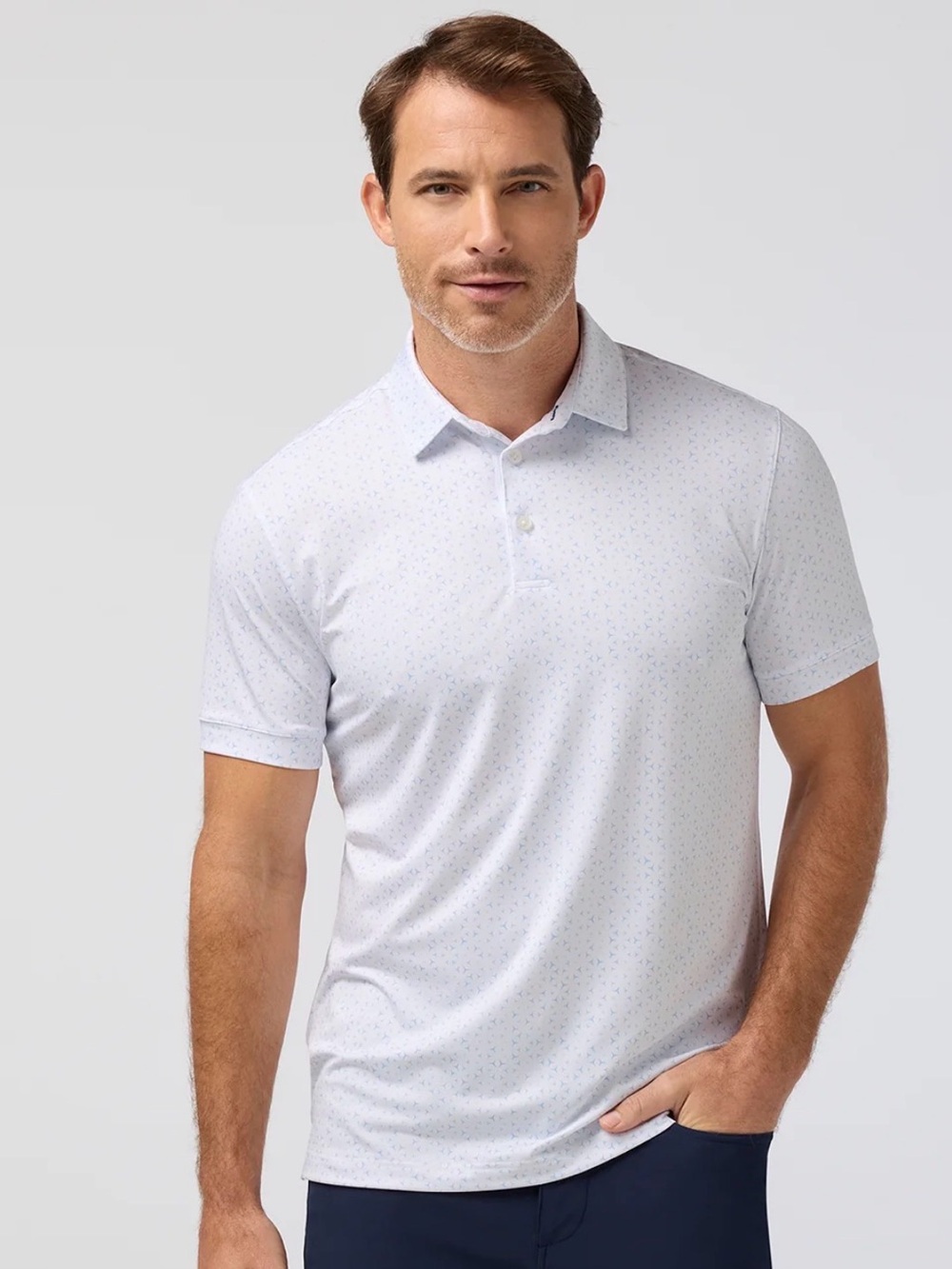 Mizzen+Main Versa Dimple Geo Print Short Sleeve Polo Shirt Size XL Classic